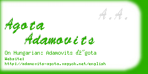 agota adamovits business card